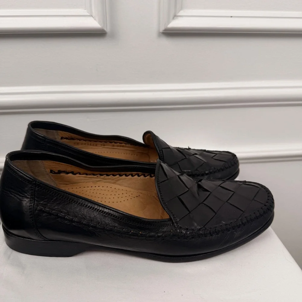 Cole Haan Collection Mens Black Woven Leather Loafers Made in Italy C07354 10